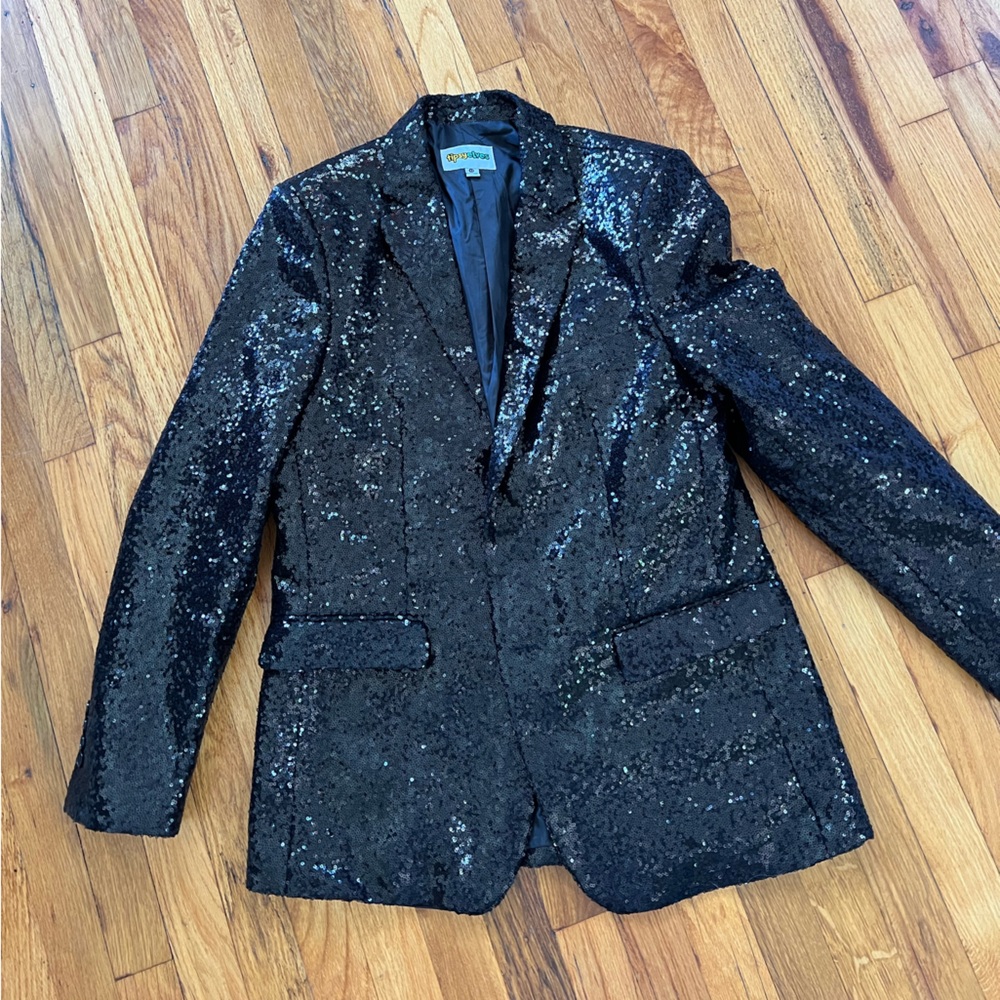 Tipsy Elves Black Sequin Blazer - size 42 mens